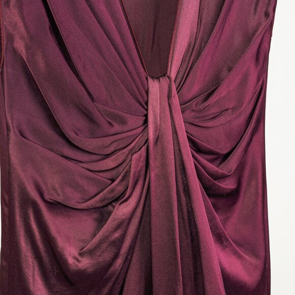 Lanvin Winter 2007 Purple Wine Silk Midi Drape Front Dress - Picture 5 of 8